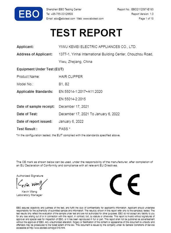 Kemei certification 4